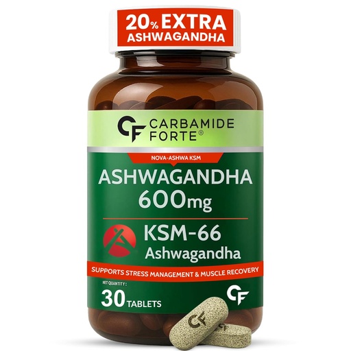 [BRSRYY3YDMBBA3I7] Carbamide Forte Ashwagandha KSM66 600mg - 30 Tablets I KSM 66 Ashwagandha Tablets for Men & Women | Supports Stress Management & Muscle Recovery