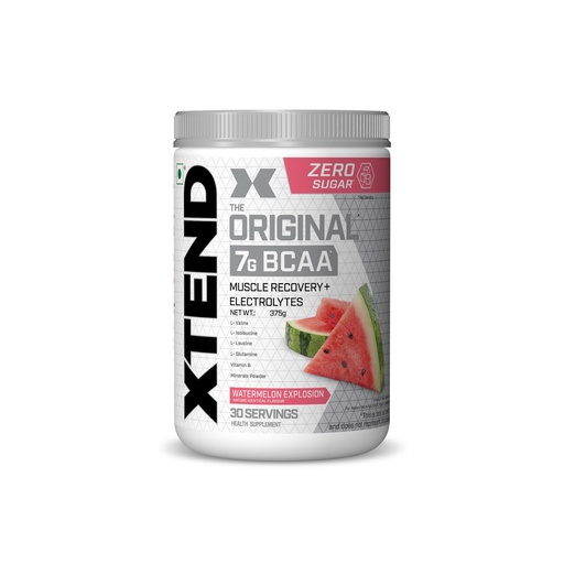 [BRSRYFD5CUMAEDY2] XTEND Original BCAA Powder (Watermelon Explosion), 7g BCAAs in 2:1:1 Ratio, Intra Workout Support with Glutamine & Electrolytes, Amino Acids for Hydration & Muscle Recovery, 375 gm, 30 Servings