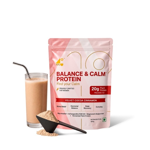 [BRSRYFAROQBB4AI2] Balance and Calm Functional Protein Powder for Women | 20g Plant Protein, Magnesium Bisglycinate, Ashwagandha KSM-66, L-theanine, Myo-inositol | Dark Chocolate - 454 g