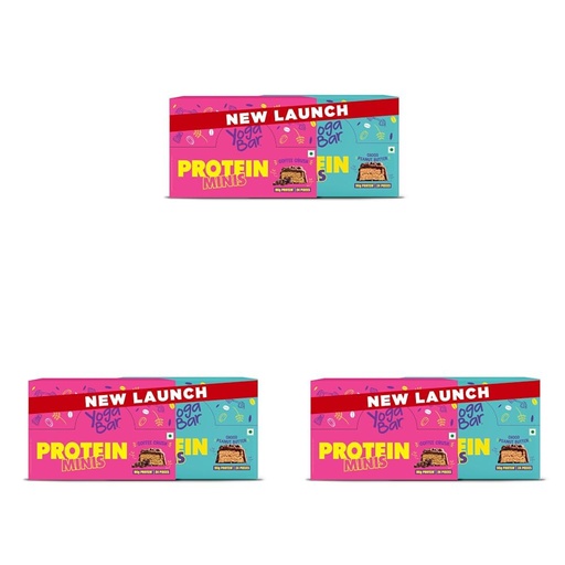 [BRSRYZAOBADQGCL5] Yoga Bar Protein Minis Combo | Choco Peanut Butter + Coffee Crush | High Protein Snack Bars | 24 Pieces Each | 86g Protein per Pack | Healthy Snack | New Launch (Pack of 3)