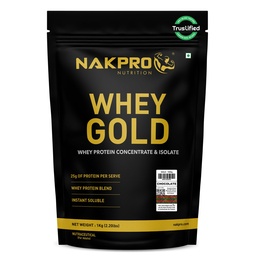 NAKPRO NUTRITION Gold Whey Protein Concentrate & Isolate 1kg Chocolate flavour | 25.5g Protein | Trustified Certified