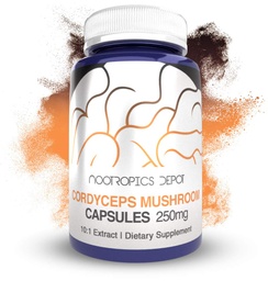 Nootropics Depot Cordyceps Mushroom Capsules | 10:1 Whole Fruiting Body Extract | 250mg | 60 Count | Cordyceps militaris