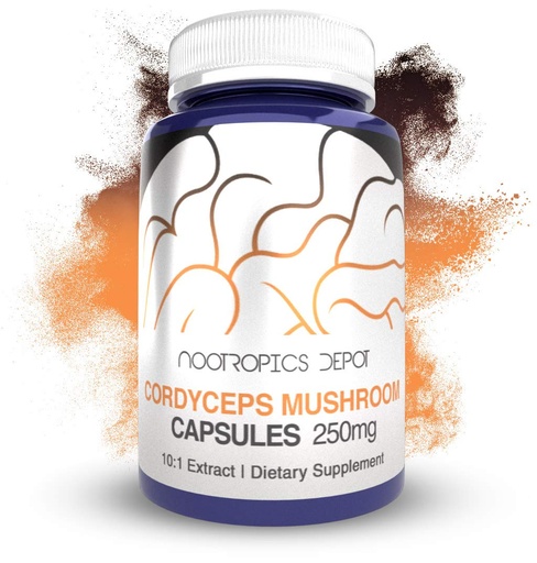 [BRSWG2YTAANWC3DG] Nootropics Depot Cordyceps Mushroom Capsules | 10:1 Whole Fruiting Body Extract | 250mg | 60 Count | Cordyceps militaris