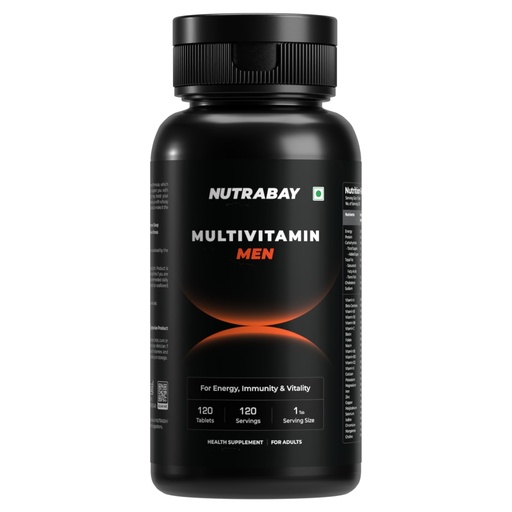 [BRSROZACC57GYG3K] Nutrabay Pro Active Multivitamin for Men with Zinc, Magnesium, Vitamin B,C,A,E – Enhances Energy, Immunity & Better Sleep– 120 Veg Capsules | RDA for Viamins & Minerals | Purity Tested Supplement