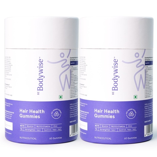 [BRSW2232CJYQEFLL] Be Bodywise Biotin Hair Gummies | For Stronger,Shinier Hair & Nails | 120 Day Pack | With Biotin, Zinc, Folic Acid, Fibre & Multivitamin | Strawberry Flavored | No Added Sugar & Gut Friendly