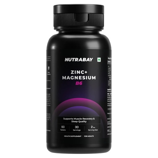 [BRSROZACC4BRGDT7] Nutrabay Pro Zinc Magnesium (ZMA) with 100% RDA Zinc, Magnesium Aspartate & Vitamin B6 – Muscle Strength, Recovery, Better Sleep & Anxiety Relief – 60 Veg Tablets | Tested for Purity