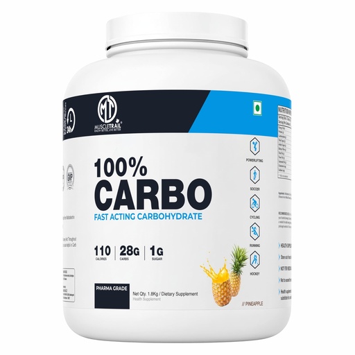 [BRSRAAADPMFWMFIU] Muscle Trail Pharma Grade 100% Carbo - Fast-Acting Energy & Endurance Boost for Athletes - Pre & Post Workout Carbohydrate Supplement, Pineapple Flavor, 1.8kg