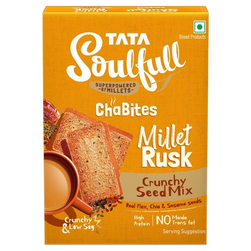 [BRSRYGD3AQBG2YLD] Tata Soulfull Chabites Crunchy Seed Mix Millet Rusk, 180g