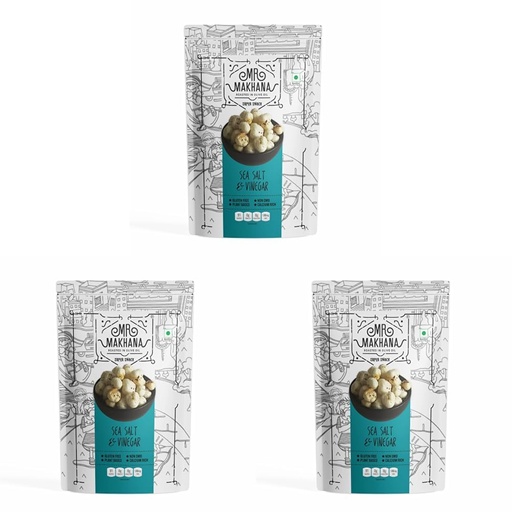 [BRSRYZAOBYGWECL3] Mr. Makhana Roasted Makhana and Foxnuts | Healthy Snacks | Gluten Free | MSG Free | Antioxidant | Rich Calcium | Zero Trans Fat | Zero cholesterol (Sea Salt & Vinegar)55 gm (Pack of 3)