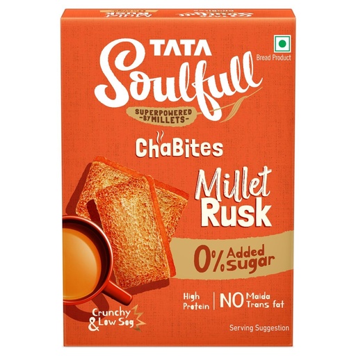 [BRSRYGD3BZYB6DIV] Tata Soulfull Chabites 0% Added Sugar Millet Rusk, 170g