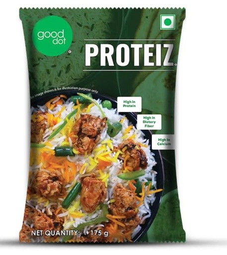 [BRSRGHA5OYCRM2YU] GoodDot Proteiz 100% Vegetarian Protein Chunks, Soya-Based Meat Alternative, High Protein, Low Fat, Cholesterol-Free, Vegan, Pack of 4, 175g Each