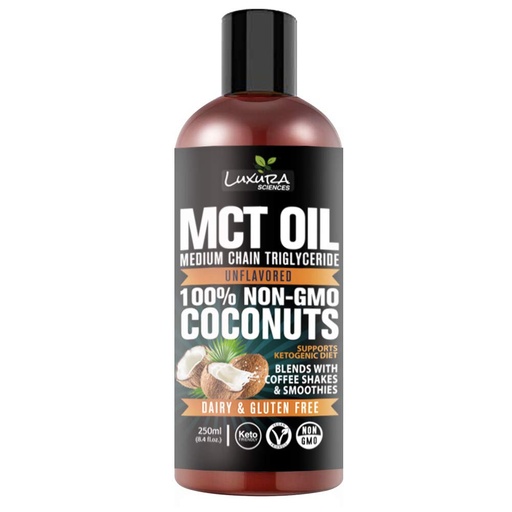 [BRSROYYHCN7RGHLB] Luxura Sciences Edible MCT Coconut Oil | Non-GMO, Unflavored, Keto & Paleo Friendly, Dairy & Gluten Free | Ideal for Coffee, Cooking, Smoothies & Baking (250ml)