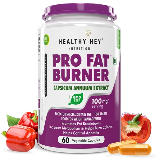 [BRSRMATQOF7QYYLF] HealthyHey Nutrition Thermogenic Fat Burner - Weight Loss Supplement, Appetite Suppressant, & Energy Booster - Premium Fat Burning with Capsicum Extract - 60 Natural Veggie Diet Pills