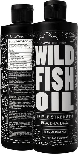 [BRSWGEAQC4FQODI6] Wild Foods Liquid Omega 3 Fish Oil Supplement, Lemon, 16 oz (2 pk) | Wild Caught, Burpless, Odorless, Non-GMO, Gluten Free | DPA, DHA, EPA Triple Strength Omega-3 Nutrition for Women & Men