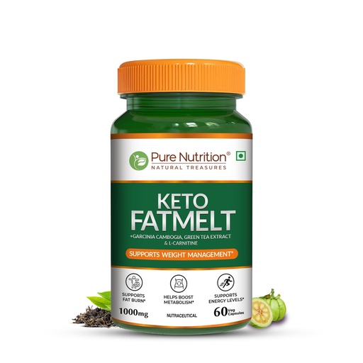 [BRSREADYCIGWKE3Z] Pure Nutrition Keto Fatmelt with Garcinia Cambogia for Weight Loss with Green Tea Extract & L Carnitine | Craving Control | Weight Management Supplement Supports Healthy Digestion & Metabolism - 60 Veg Capsules