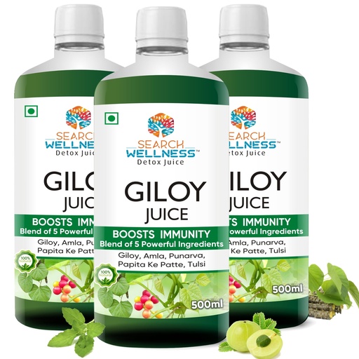 [BRSRAZTYDIHQIAD3] Giloy/Guduchi Ayurvedic Juice 500 ml (Pack of 3) | Natural & Healthy for Blood Purification,Strength & Immunity Booster | Body Detox for Women & Men | Blend of Giloy, Amla & more