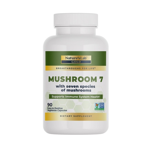 [BRSWYZL3BACGADIZ] Nature's Lab Mushroom 7 Organic Blend - Benefits The Immune System, Cell Function and Endurance - 90 Capsules (45 Servings)