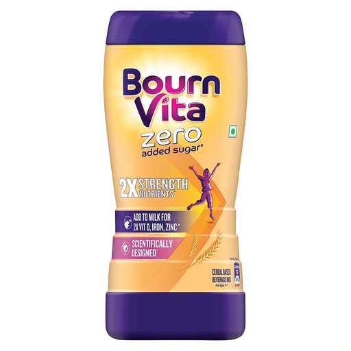 [BRSREGAOO4MQMYI4] Bournvita Zero Added Sugar Nutrition Drink, 500g Jar | No Added Sugar, No Added Preservatives | 19 Essential Nutrients for Strength
