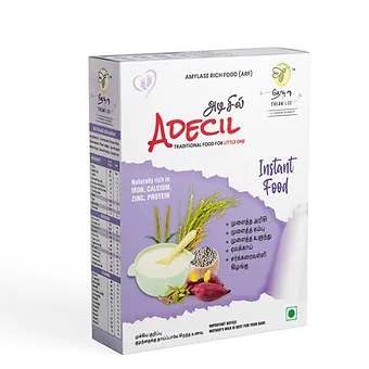 [BRSRGBATOVYBSEQ2] Adecil Sprouted Cereal Baby Food (6 Months+) | Sweet Potato Flavor | Germinated Pearl Millet, GABA Rice & Black Gram | Instant Mix | No Added Sugar, No Preservatives, Gluten-Free - 300g