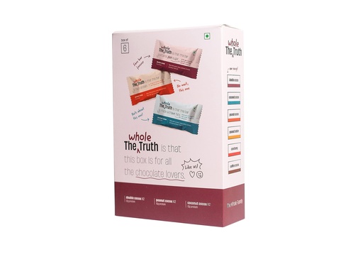 [BRSWYGIRCQIA233F] The Whole Truth - Protein Bars | Choco Variety Pack of 6 x 52g | No Preservatives | No Artificial Sweeteners | Healthy Snack