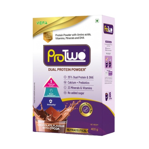 [BRSRGCABOIOQMFL2] I Protein Powder For Kids I 2+ Years I No Added Sugar I Contains 25% Dual Protein, DHA, Calcium & Prebiotics I Supports Physical Growth, Brain development & Boosts Immunity I Chocolate Flavour I 400g