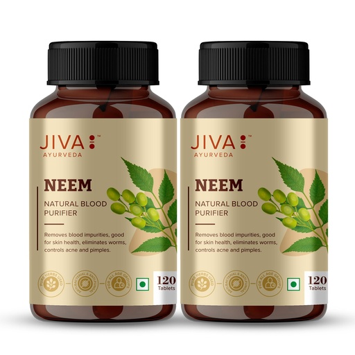 [BRSWKFATAAIB4ADG] Jiva Neem Tablet - 120 Tablets (Pack of 2-240 Tab)| 100% Ayurvedic Formulation Purifies Blood, Treats Urinary Disorders | Pacifies Pitta And Kapha Doshas | Promotes Healthy Skin
