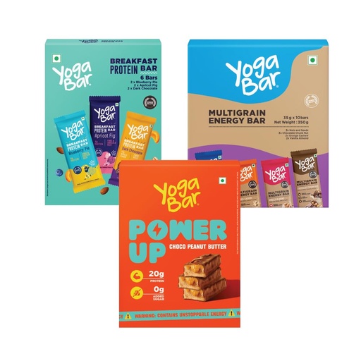 [BRSWGAQ5OQCQK236] Yogabar Variety Combo Pack, 21 Bars | Power Up 20g Protein Bar x 5 | Breakfast Bars x 6 | Energy Bars x 10 | Ideal for Pre & Post Workout, Protein Snack, Keto Diet, Daily Protein