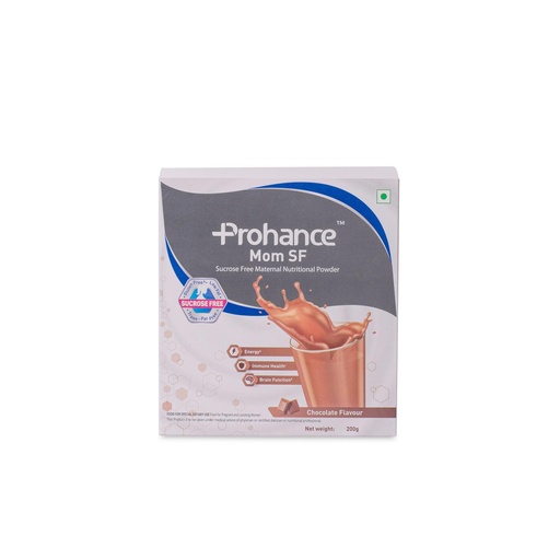 [BRSROBLYAF6Q2ELG] Prohance Mom SF Sucrose-Free Nutritional Chocolate Drink for Pregnancy - 200g | Fetal Growth & Brain Development | Protein, DHA, 25 Vitamins & Minerals | Trans Fat-Free, Gluten Free