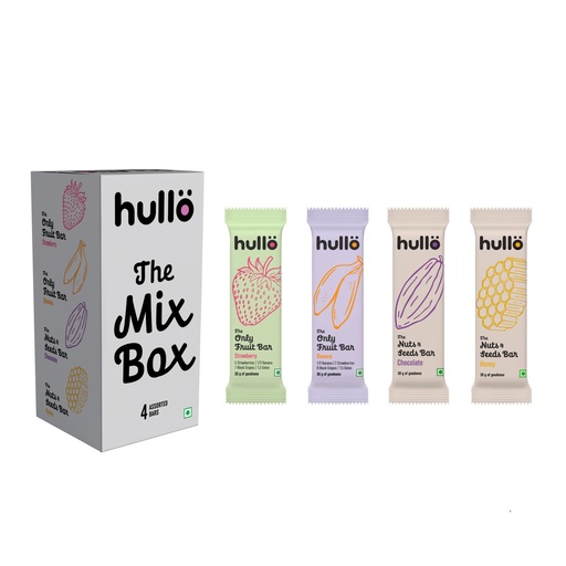 [BRSREGQYBN6GOF3Z] Hullo The Mix Box Snack Bars for Kids & Adults - Pack of 1 (4 Bars x 30g Each) | Healthy Snack Bar for School & Office Snacks | Gluten Free, Dairy-Free, No Added Sugar & Preservatives