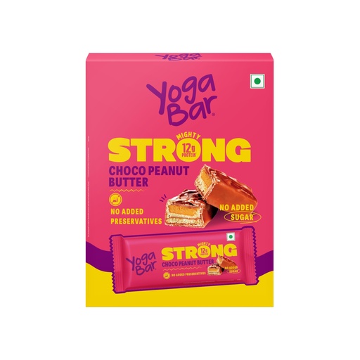 [BRSREYYEC55G2G3J] Yogabar Strong Choco Peanut Butter Protein Bars(Pack of 6), 12g Protein, No Added Sugar, No Preservatives