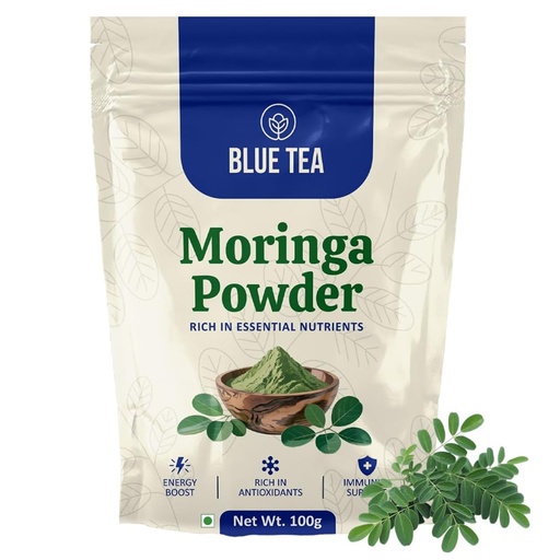 [BRSREC37CEAQMCI4] BLUE TEA - Moringa Powder - 100 gm | Essential Nutrients | Superfood | Rich in Vitamins & Minerals | Naturally Boosts Energy and Overall Health | Drumstick Leaf Powder | Ziplock Pack