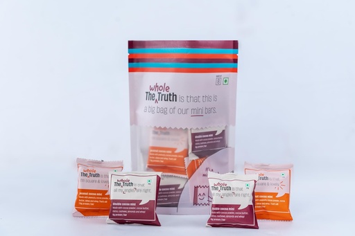 [BRSROGQ7BYNWKYI4] The Whole Truth - Mini Protein Bars | The Peanut Party (4 Double Cocoa Mini Bars, 4 Peanut Cocoa Mini Bars) | Pack of 8 x 27g each | No Preservatives | No Gluten or Soy | All Natural Ingredients