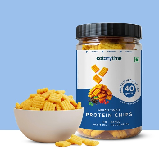 [BRSRECABOV6BQA36] Eat Anytime - Multigrain Protein Chips, Indian Twist | 40 g protein per pack | Baked, Not Fried | No Palm Oil |High Protein, Low Calories (under 160) | 150 g