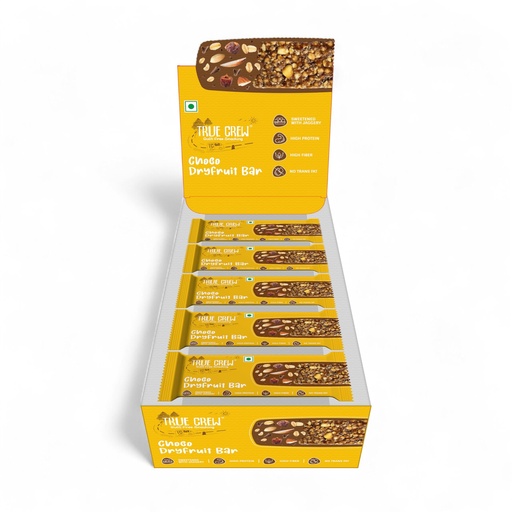 [BRSREADRCUMBSCT3] Sri Sri Tattva True Crew Choco Dryfruit Bar - 25 g | High Protein & High Fibre Snack | With Dates, Almonds, Groundnuts & Oats, Jaggery Sweetened, No Trans Fat | (25 g x Pack of 10)