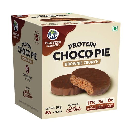 [BRSWYGIYPIMW2HTV] HYP- Protein Choco Pie, Brownie Crunch (6x50 g) | 10 g Protein per Pie | High Protein, High Fiber | Protein Pies Sweetened with Dates | Coated with Dark Chocolate | High Protein Snacks