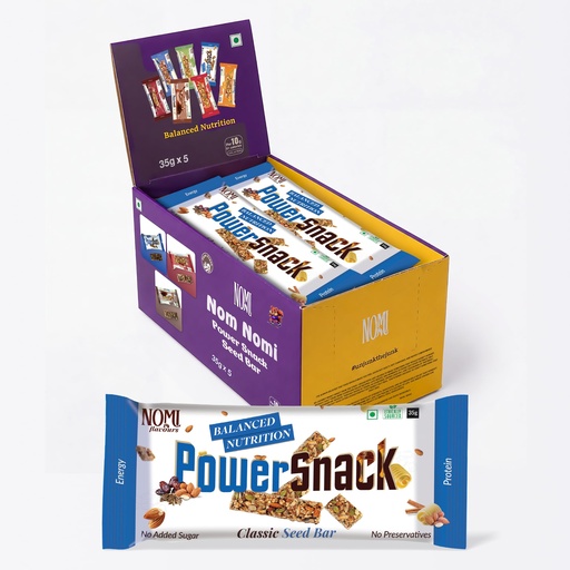 [BRSRGCYBBV6AG2T5] NOMI Classic Seed Protein Bar, 7.6g Protein, 5.5g Fibre, 5 x 35g