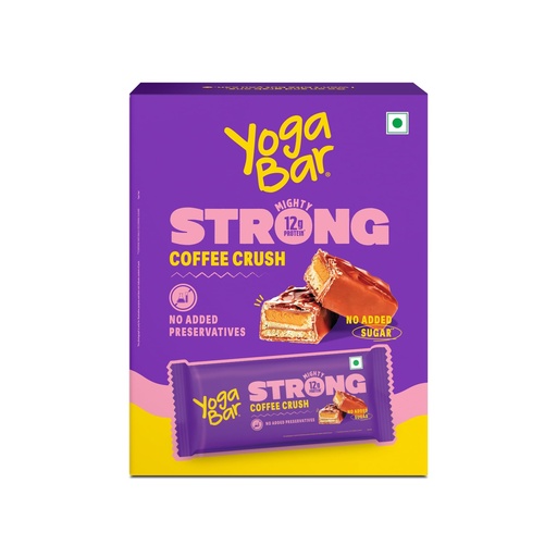 [BRSREYY5DEDWAA37] Yogabar Strong Coffee Crush Protein Bars(Pack of 6), 12g Protein, No Added Sugar, No Preservatives