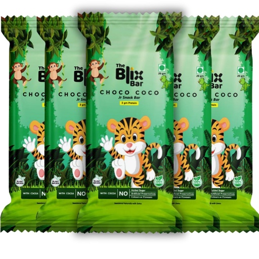 [BRSRGZYTOV7BSCY3] The Blix Bar Choco Coco Jr Snack Bar – Pack of 5 – No Added Sugar | Healthy Chocolate Snack with Nuts,Cocoa, Millets & Dates | Clean Label, No Preservatives | Perfect for Tiffin,Travel,Anytime Snack