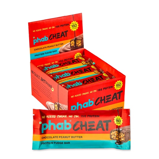 [BRSRGZQYAUHQY3Y7] Phab Cheat Protein Bar – Chocolate Peanut Butter | High Protein Snack (15g) | No Added Sugar | Low Calorie Fudge Bar | Healthy Guilt-Free Snack | Pack 12-50g each