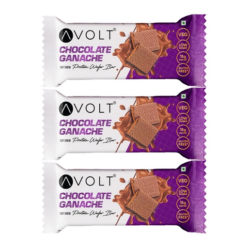 [BRSRGBL3BEGWCDY2] Avolt Chocolate Ganache Protein Bars with 15g Protein | Pack of 3 x 50g each | High Energy Wafer Bars, No Added Sugar, Guilt-Free Indulgence for Healthy Snacking, Tasty and Crunchy Bar