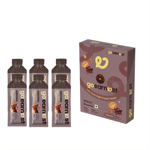 [BRSRGCQPDMMGKEI3] Goearnest Walnut Brownie Low Carb, High Protein Snack | 9g Protein, 5g Net Carbs | No Added Sugar, High Fibre, Gluten Free | 30g