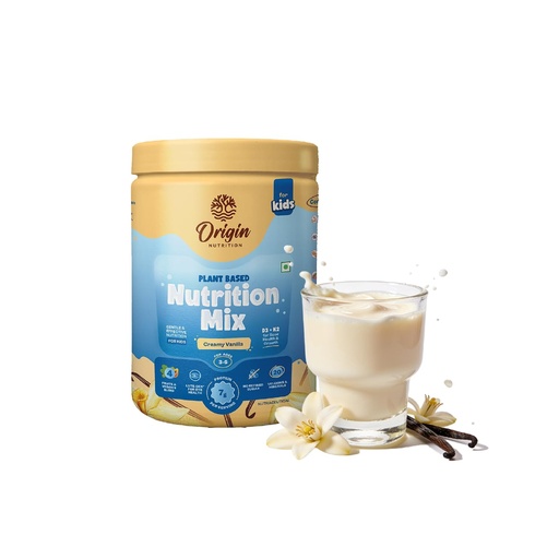 [BRSROZLQO4NGOD37] Origin Kids Nutrition Mix | Ages 3–6 | 7g Plant Protein for Growth & Bone Health | LUTE-GEN® for Eye Health |No Refined Sugar |Allergen-Free |Creamy Vanilla | 261g