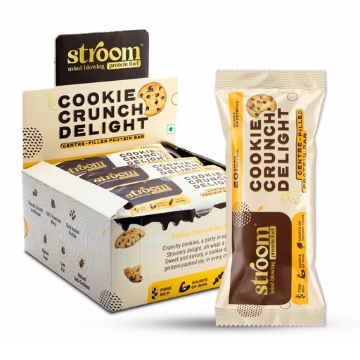 [BRSRA2QPOEFREDI2] STROOM Protein Bar | Cookie Crunch Delight | Pack Of 5 Bars