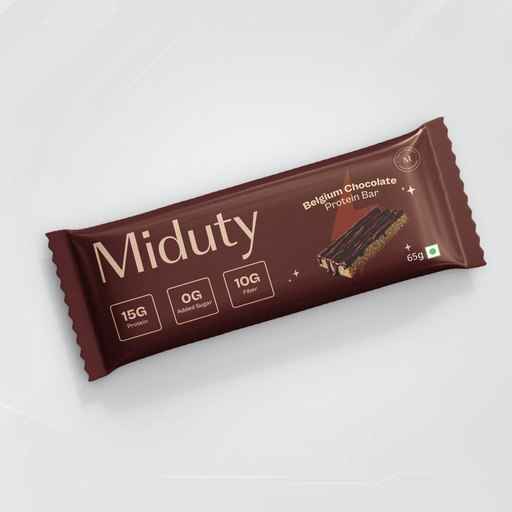 [BRSRGZYHCV5AY3DU] Miduty High Protein Bars - 15g Whey Protein Isolate, 0g Added Sugar, 10g Fiber - No Soy, No Peanuts - Belgium Chocolate Flavor For Fitness, Weight Management (Chocolate)