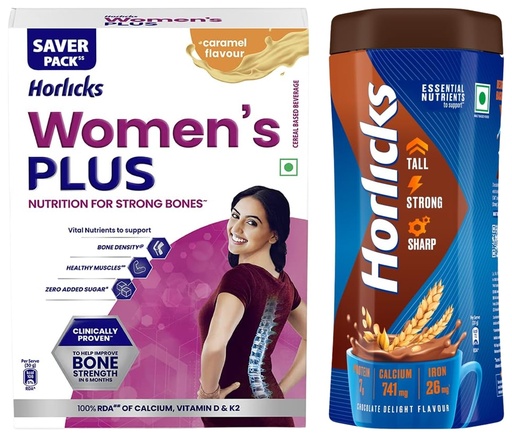 [BRSRAGIDCMORMHYV] Horlicks Women'S Plus Caramel Nutrition Drink 400 G Refill Pack, Nutrition For Strong Bones With 100% Daily Calcium & Vitamin D - No Added Sugar & Chocolate Nutrition Drink || Jar 500 G