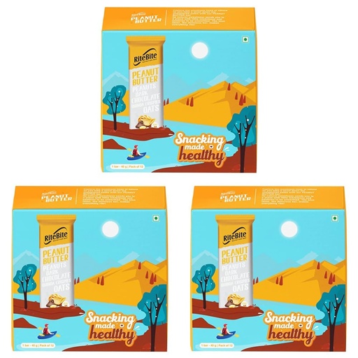 [BRSRYZAOBUCAYAA3] RiteBite Max Protein 4g Protein Bar, Peanut Butter | With Dark Chocolate | 0 Added Sugar, No Cholesterol & Trans Fat Snack Bar, 40g (Pack of 36)