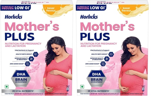 [BRSRAAT3AUBRM2DO] Horlicks Mother's Plus Kesar Refill 400/500g Powder (Weight May Vary) (Pack of 2), 800 Grams, 30 Grams