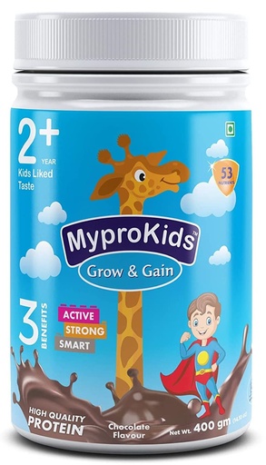 [BRSWYEI2BAJRQELL] Mypro Sport Nutrition Protein Drink Powder Mypro Kids Grow And Gain (3 Benefits Active+ Strong+Smart For Kids) Drink Supplement Powder for Growing Children- 400 Gm