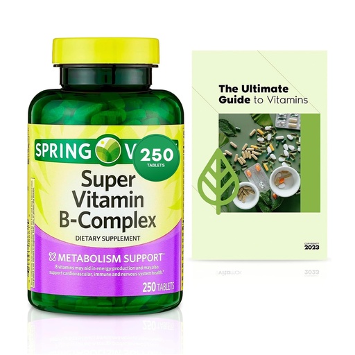 [BRSROGIFDIBRQHTP] Sprin Val-Ley Super Vitamin B-Complex Tablets Dietary Supplement Value Size, 250 Count (Over 8 Months Supply) + Exclusive Vtmx Vitamin Guide (2 Items)