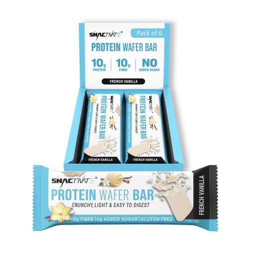[BRSRMEAEDEPRMHTO] Snactivate India’s 1st Protein Wafer Bar - French Vanilla (Pack of 6, 40g Each) | Real Whey | 10g Protein & 10g Fibre | Zero Added Sugar | No Maida | Crunchy & Healthy Snack